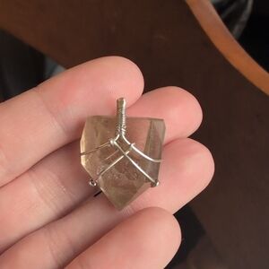Silver Wire Wrapped Golden Rutilated Quartz Necklace